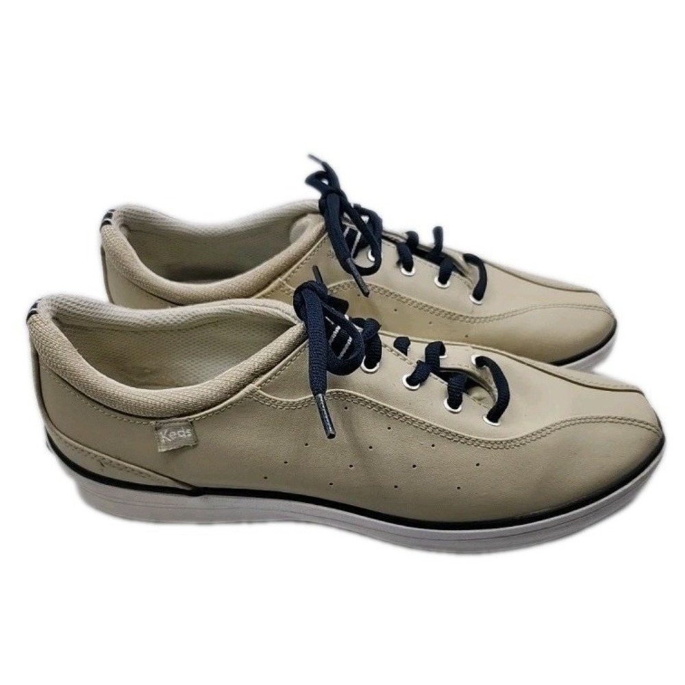 Keds Women Sneaker Shoe 10 Tan Leather Lace Up Comfort Casual Outdoor Footwear